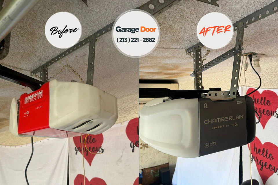 Before and after: garage door repair North Liberty, IA
